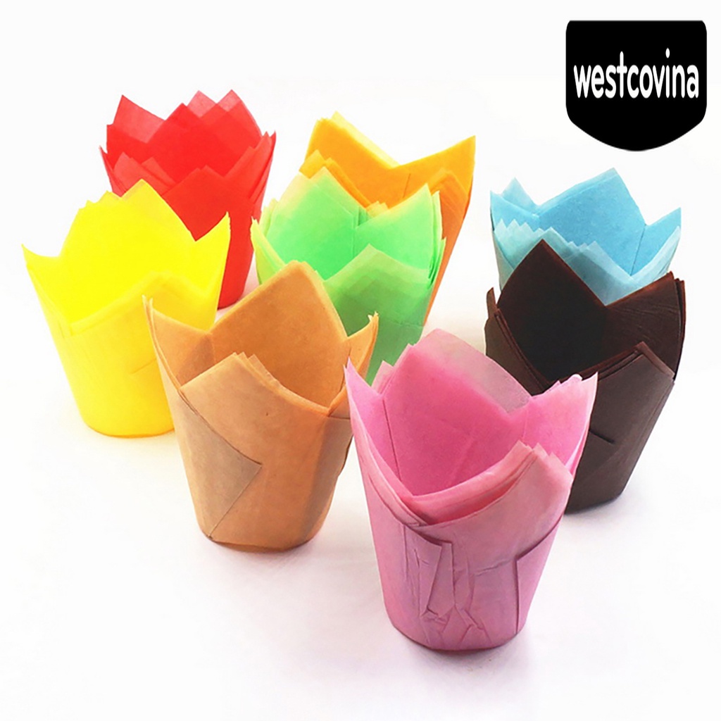 [Hot]☀ Set 50 Giá Đỡ Giấy Làm Bánh Muffin Chống Dầu Hình Hoa Tulip