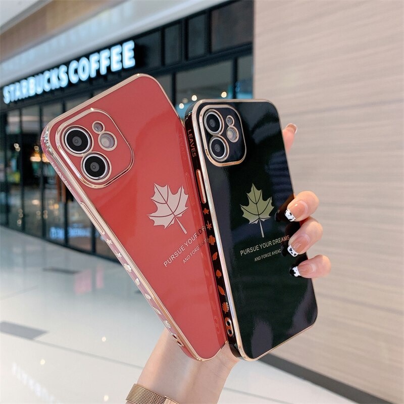 Ốp điện thoại họa tiết lá phong cho OPPO A16 A54 A15 A15S Reno 6 5G Reno5 A53 A3S A5S A5 A9 A7 A12 A52 A92