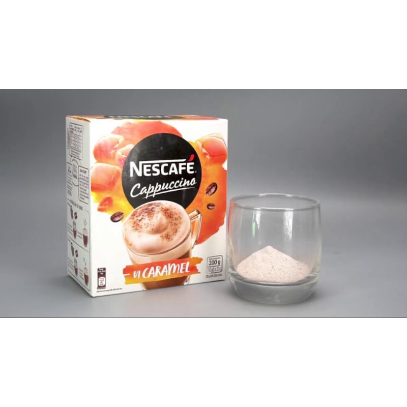 Nescafe capuchino caramen 10 gói * 20g date 12.2022( gói rời)