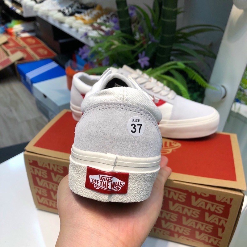 Giầy vans vaul sọc đỏ da thật 1:1 ( full box + free ship )