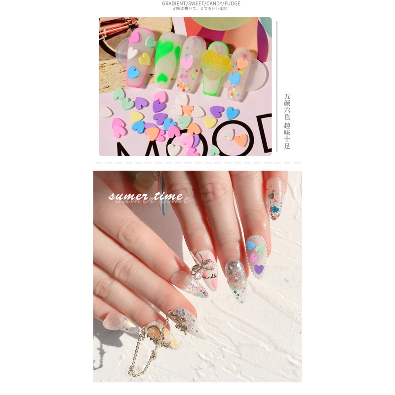 Miếng Dán Trang Trí Móng Tay Hình Trái Tim Nhiều Màu Sắc DIY