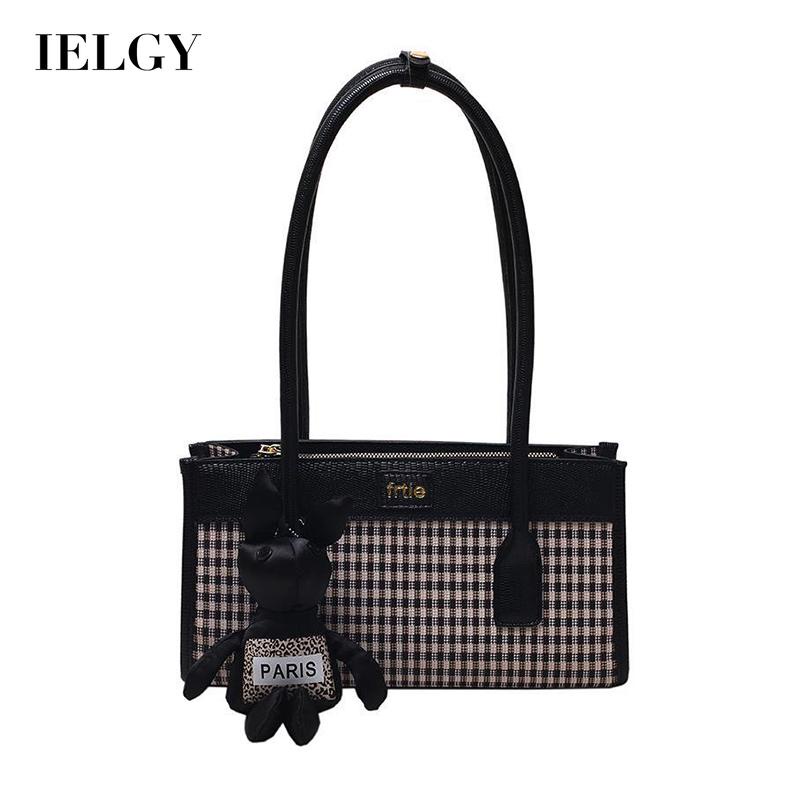 IELGY Túi Đeo Vai Họa Tiết Kẻ Sọc Phong Cách Cổ Điển Kèm Móc Treo Thời Trang Cho Nữ