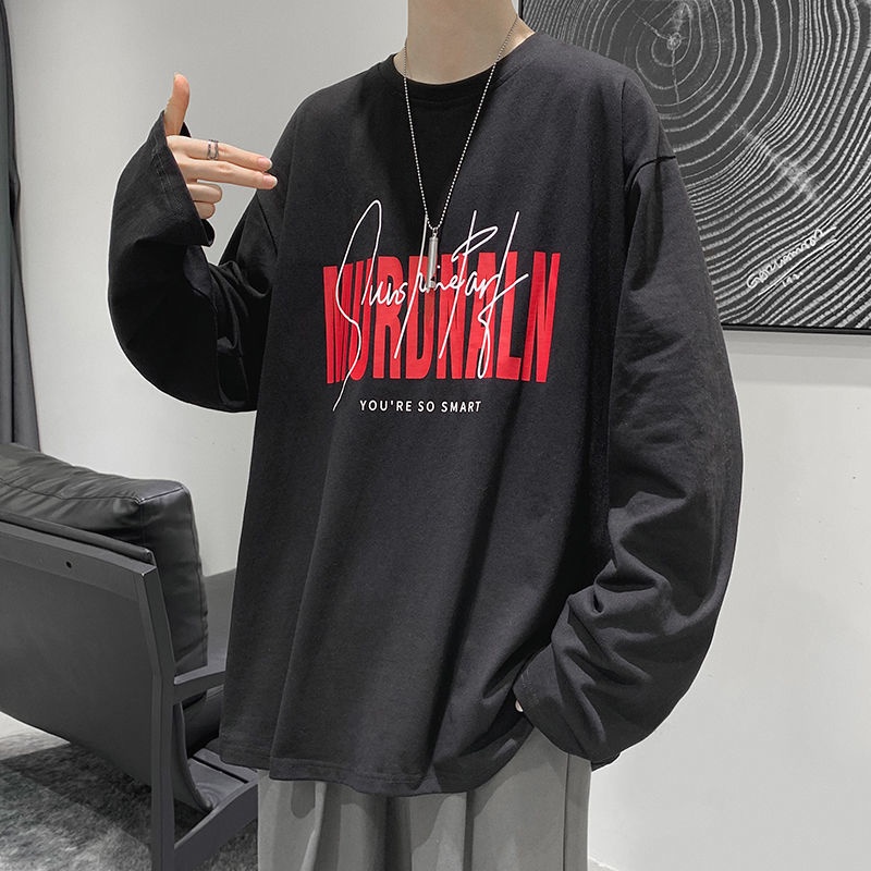 [Mã 11FASHIONSALE1 giảm 10K đơn 50K] 【Keroro】ÁO phông dài tay nam nữ dáng dộng in chữ trước ngực HOT ( kèm ảnh thật)