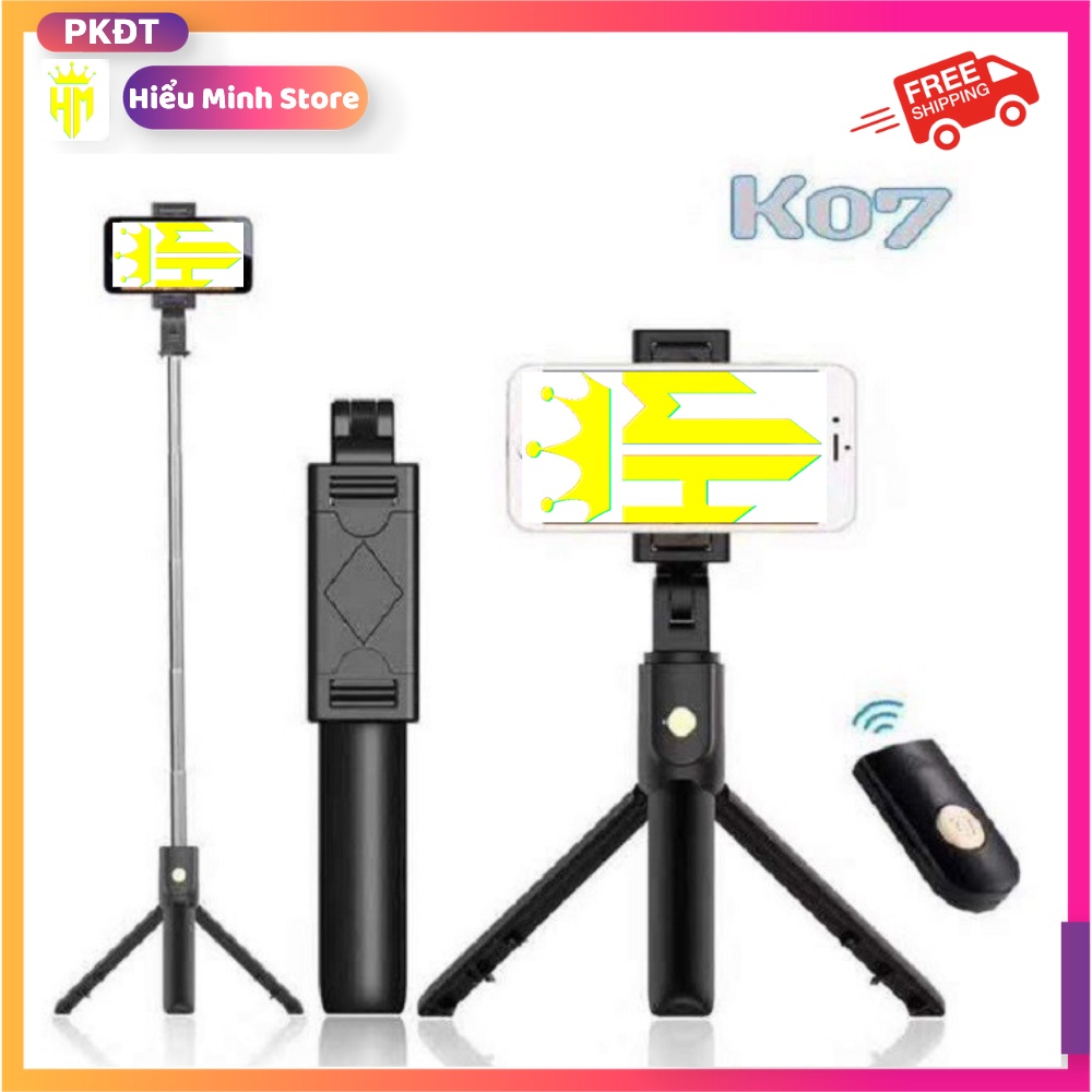 Gậy Chụp Ảnh Tự Sướng Selfie Tripod K07,có Bluetooth giá đỡ 3 chân chắc chắn