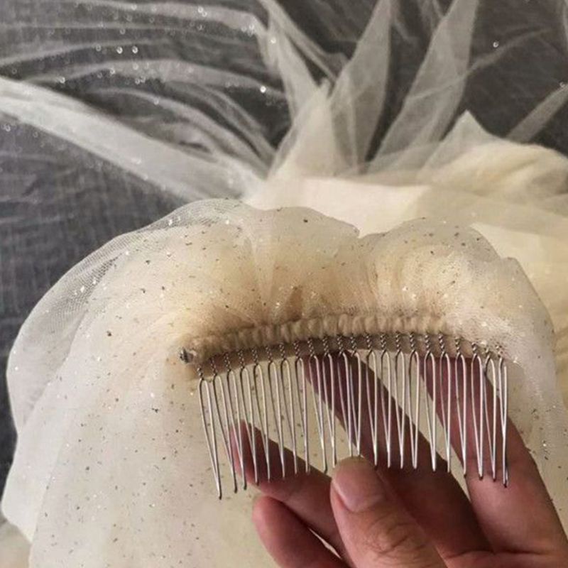 Mạng Che Mặt Phối Lưới Siêu Dài Lấp Lánh Sang Trọng Cho Nữ