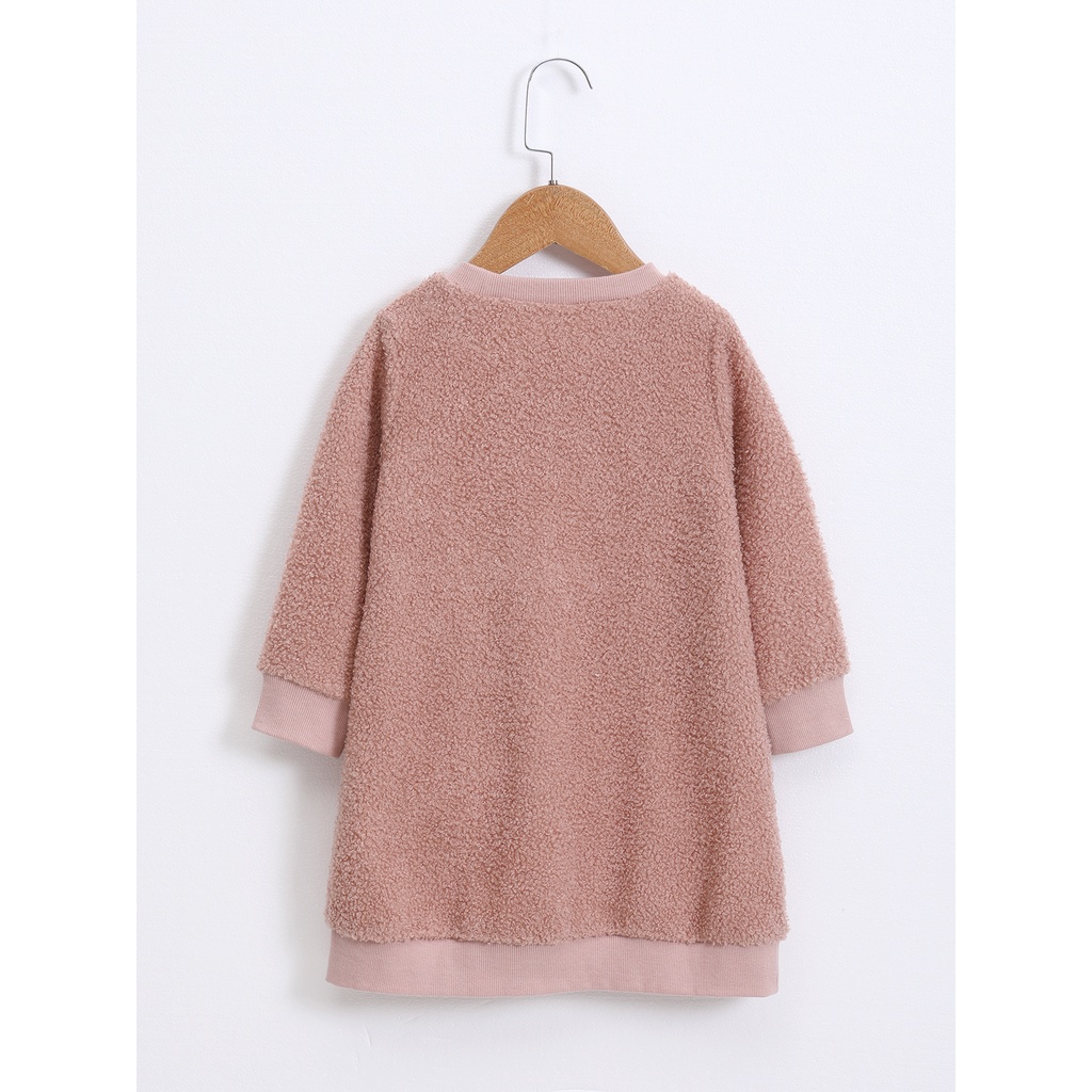 Đầm thời trang Mikrdoo vải cotton lông cừu tay dài phong cách mùa thu ấm áp dành cho bé