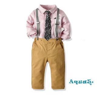 Set áo sơ mi kèm cà vạt + Quần yếm thanh lịch cho bé trai