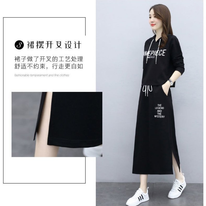 Set Áo Hoodie Và Chân Váy Xẻ Tà Thời Trang Dành Cho Nữ