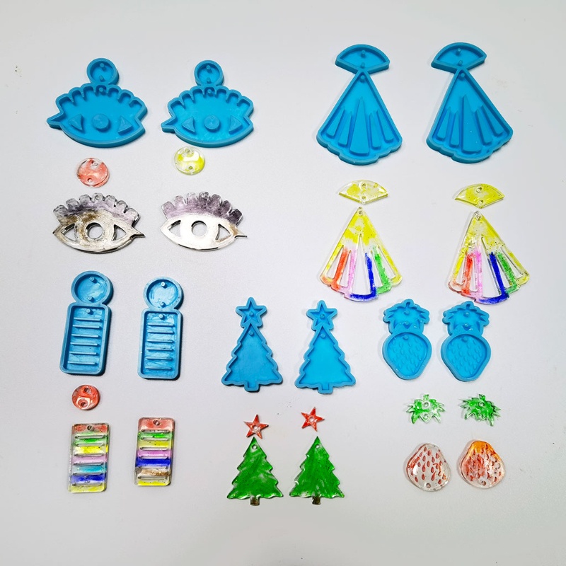 Khuôn silicone làm phụ kiện khuyên tai thả rơi DIY epoxy resin thiết kế Giáng Sinh halloween
