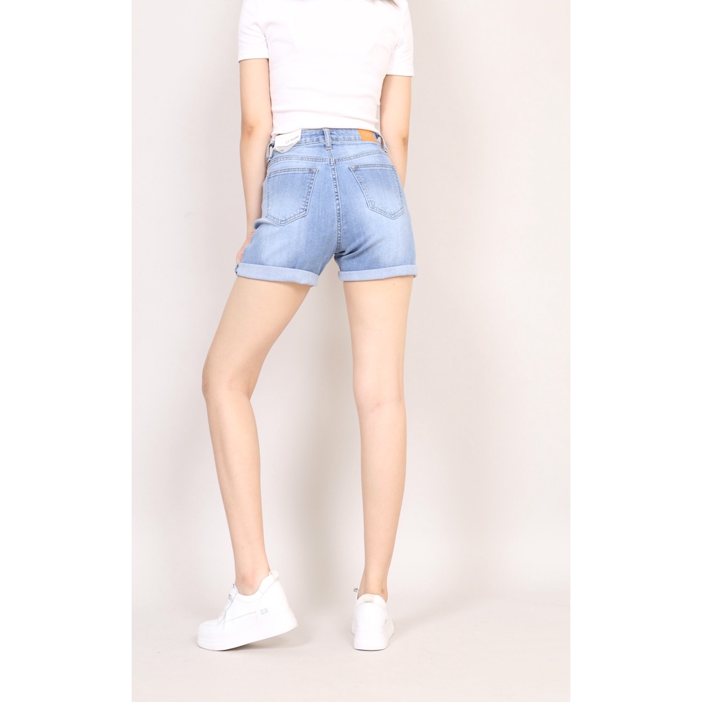 Quần Short Jean cạp cao dáng Xước Gấu Thường  CT JEANS