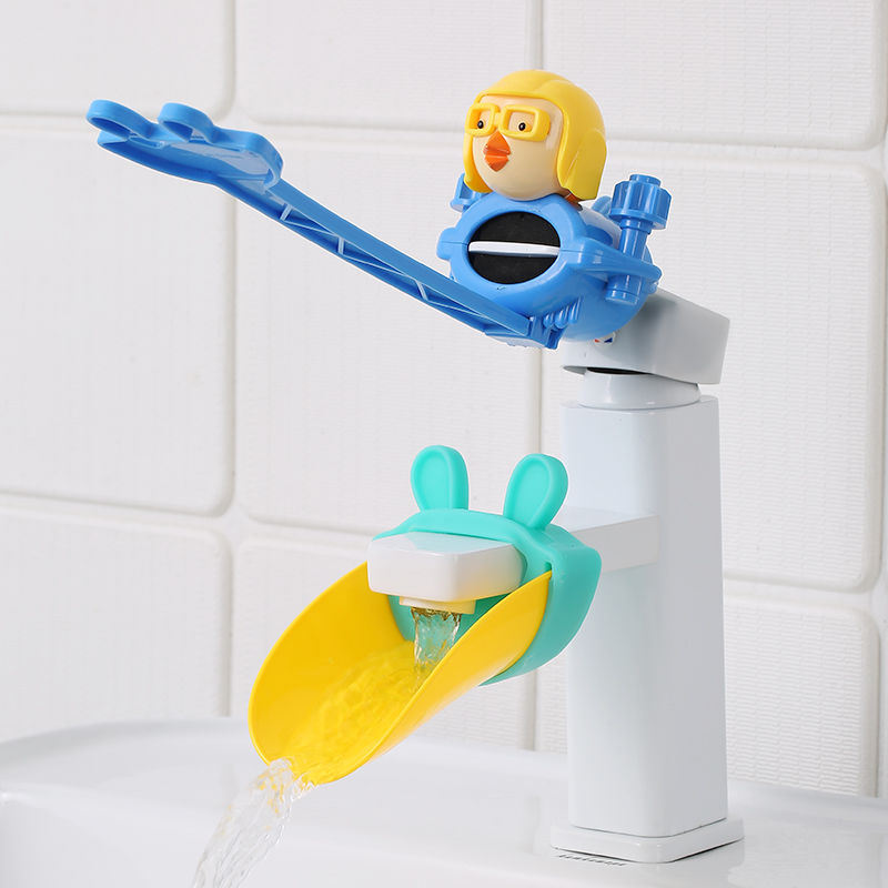 Dụng cụ nối dài vòi nước rửa tay bằng silicone chống văng hình hoạt hình đáng yêu cho trẻ em
