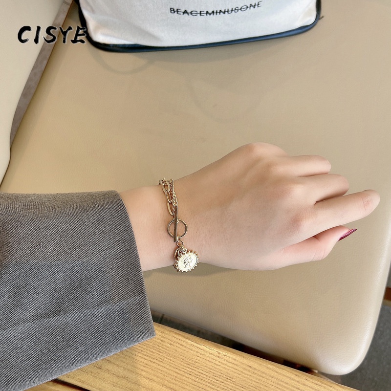 Dây chuyền hai lớp mặt hình đồng xu thời trang