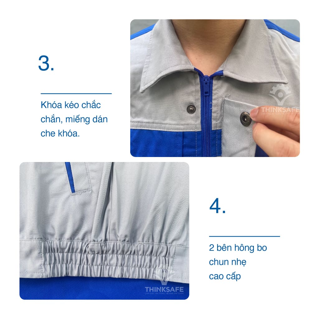 Quần áo bảo hộ lao động TR03 áo lao động kỹ sư công nhân có túi hộp thoải mái thoáng mát thấm hút mồ hôi - THINKSAFE