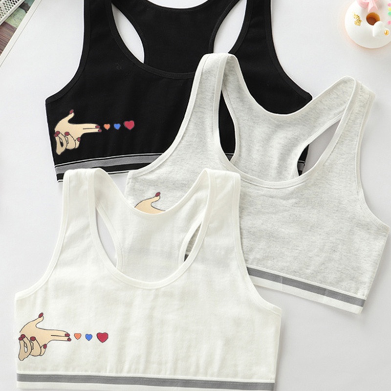 Brroa Áo Ngực Cotton Hai Lớp In Hình Trái Tim Dễ Thương Cho Tuổi Teen Tập Thể Thao