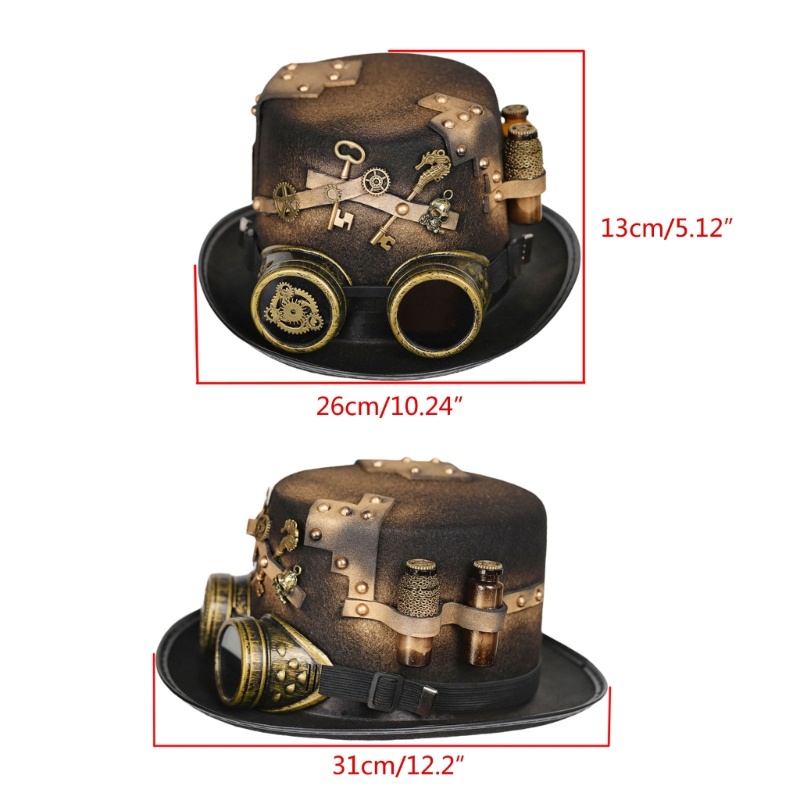 Mũ Vành Hóa Trang Halloween Phong Cách Steampunk Bowler Cho Nam