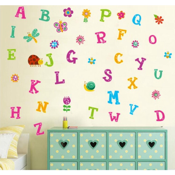 Decal trang trí tường - Bảng chữ cái và những bạn côn trùng