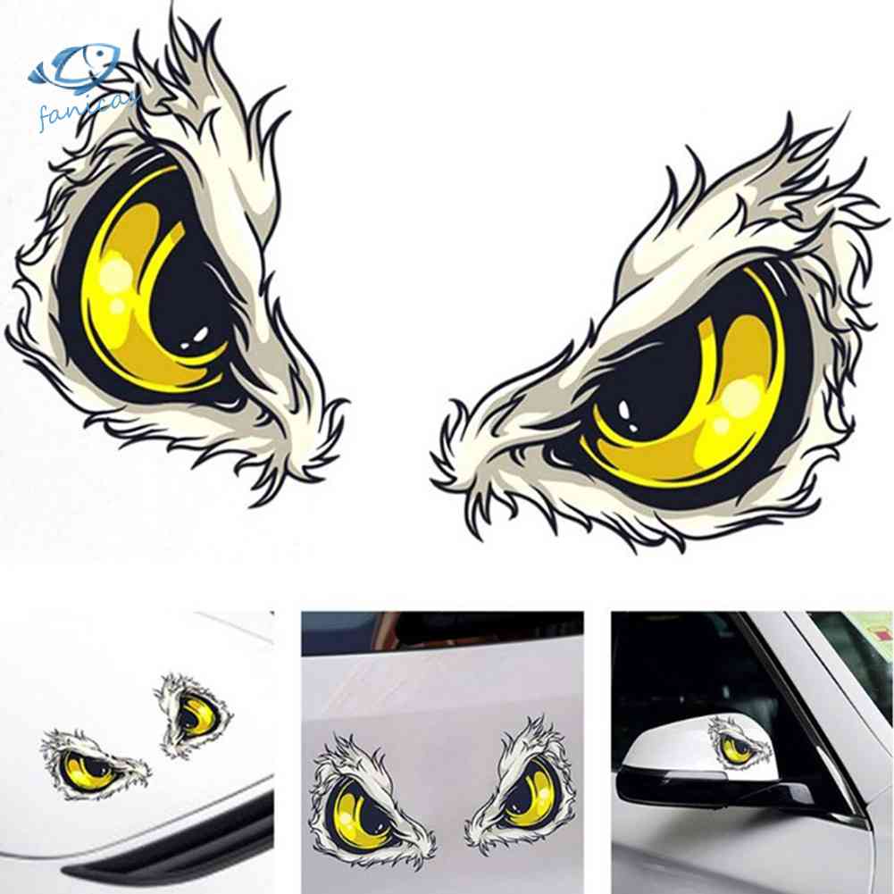 Đề Can Dán Trang Trí Xe Hơi Hình Đôi Mắt Đại Bàng 3D Phản Quang Độc Đáo