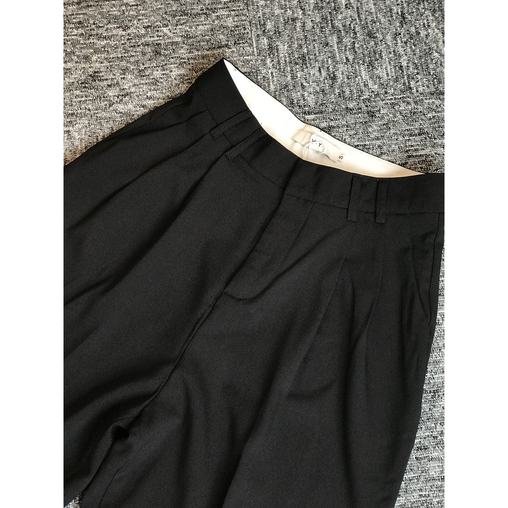 Quần nữ ống suông đen rộng chất dày có thắt lưng mặc đi học, đi chơi | BigBuy360 - bigbuy360.vn