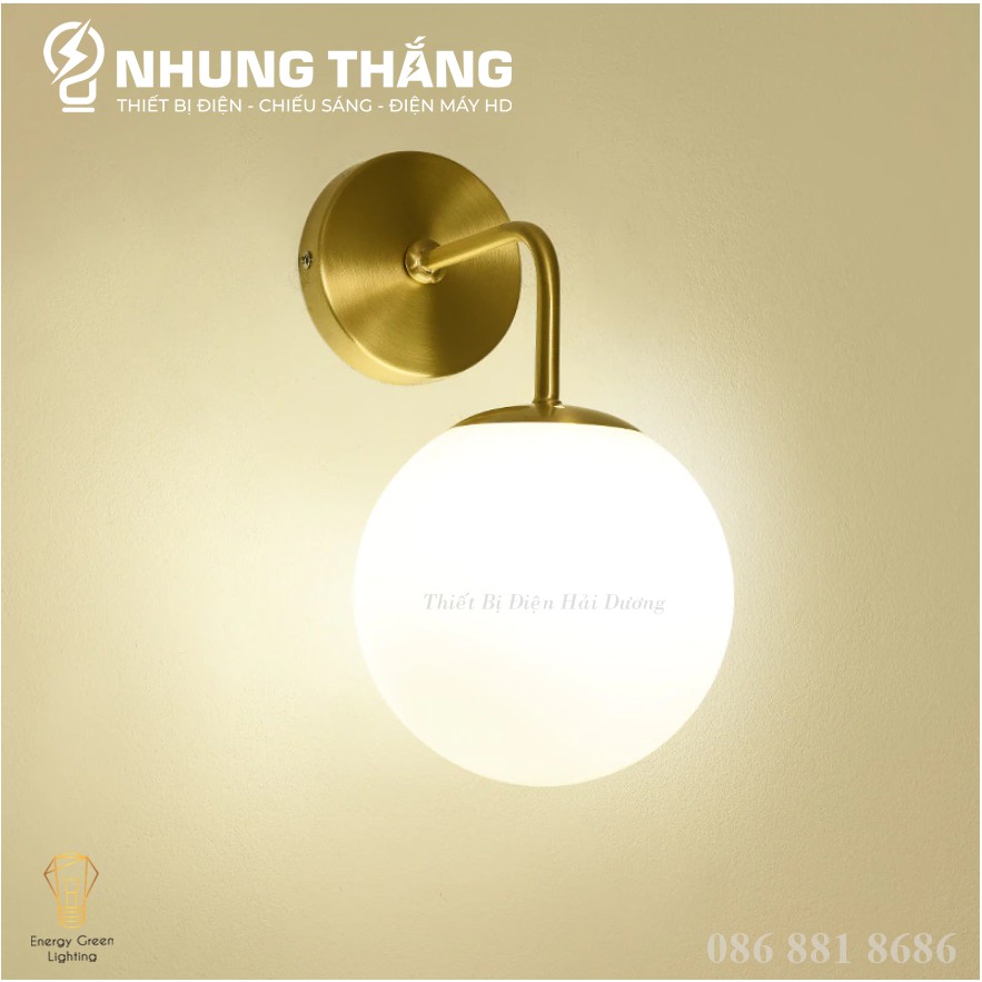 Đèn Treo Tường Mặt Trăng 6101 Thân Vàng - Chao Thủy Tinh - Kiểu Dáng Sang Trọng - Tặng kèm Bóng Led - Bảo Hành 12 Tháng