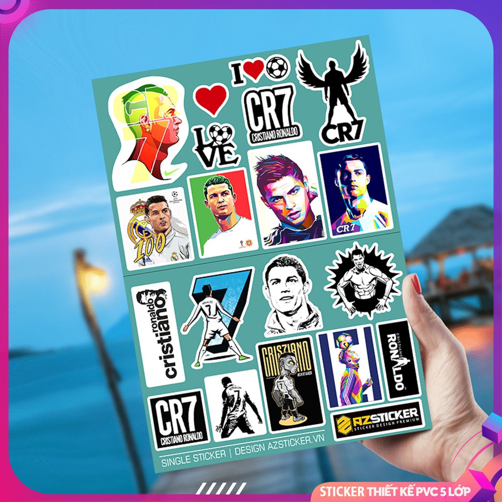 [Sticker Single]  Hình Dán Sticker Ronaldo CR7 | Dán Nón Bảo Hiêm, Điện Thoại, Laptop, Bình Nước...PVC Chống Nước, ....