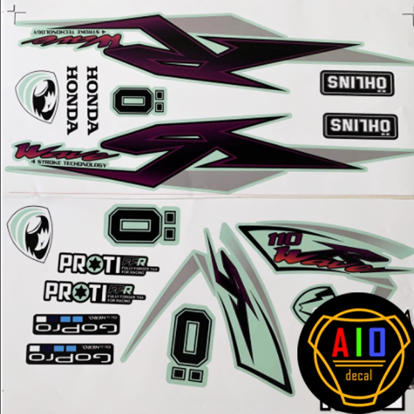 [ Loại 1] Tem Rời Wave 110cc Tím Trắng (2017-2021)-Ảnh Thật (Decal Wave) (Tem xe Wave)