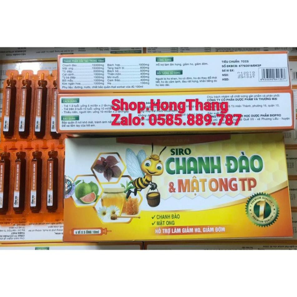 Siro Chanh đào mật ong TP  Siro ong vàng gói giảm ho, giảm viêm họng hết khò khòe