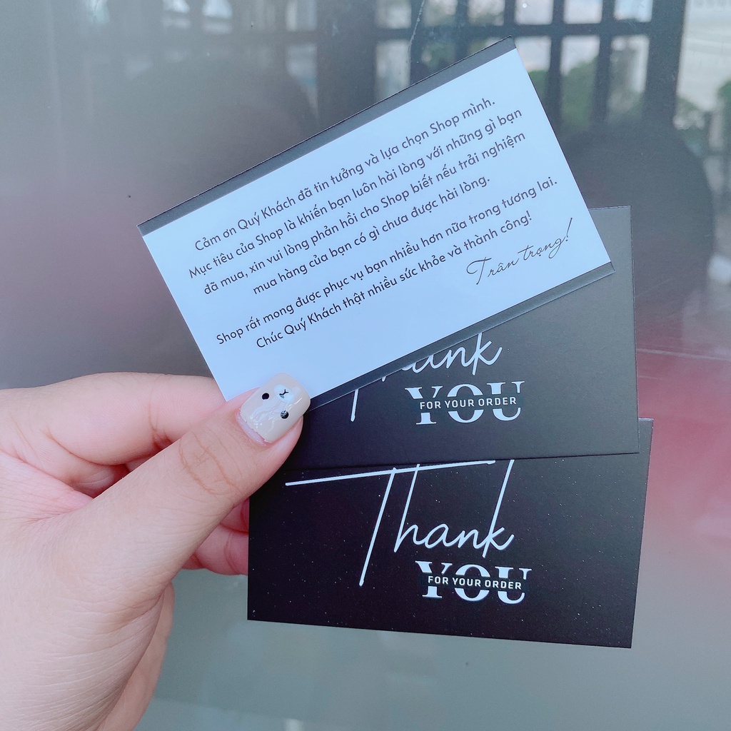 SET 100 Card/Thẻ Cảm ơn Thankyou màu đen sang trọng