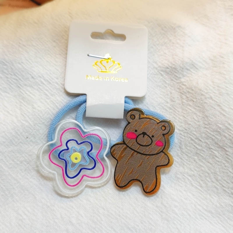 Set 2 Dây Cột Tóc Co Giãn Hình Khủng Long Hoạt Hình Dễ Thương Cho Bé Gái