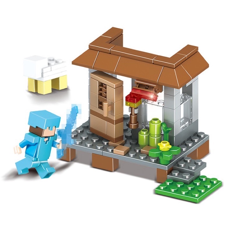 Đồ Chơi Xếp Hình Lắp Ráp Mô Hình Làng Steve 4in1 Trong Game Cho Trẻ Em
