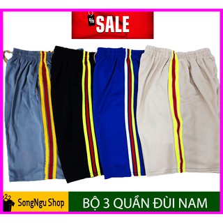 Bộ 3 Quần short Quần đùi nam 3 sọc vải thun từ 45-70kg