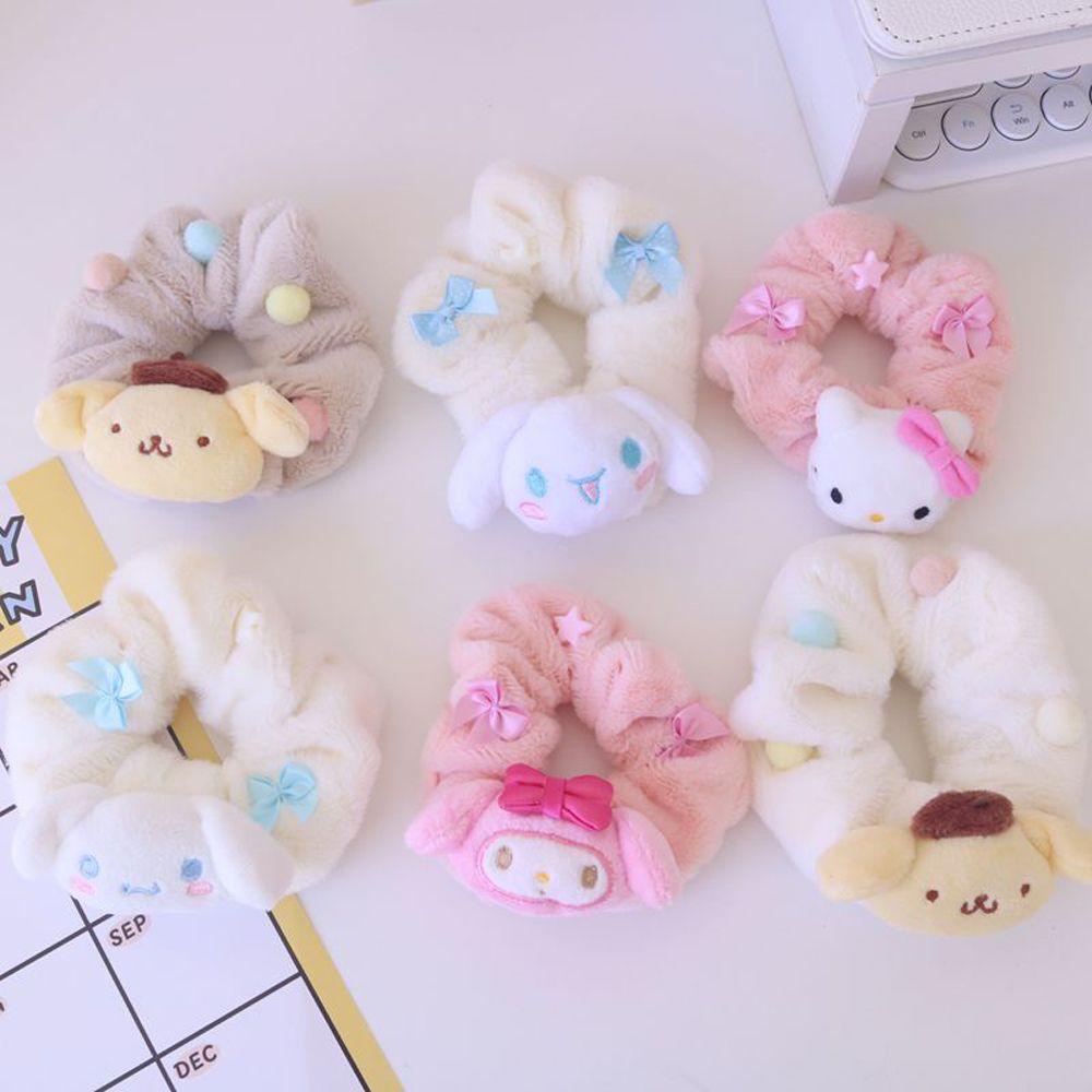 Dây Cột Tóc Scrunchies Bằng Vải Bông Họa Tiết Hoạt Hình Cinnamoroll Cho Nữ