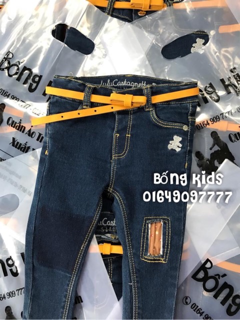 Quần Jean Bé Gái Skinny Logo Gấu Lulu Castagnette