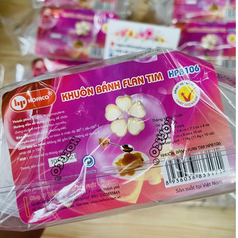 BỘ 10 KHUÔN FLAN, RAU CÂU - HÌNH TIM - HPB106