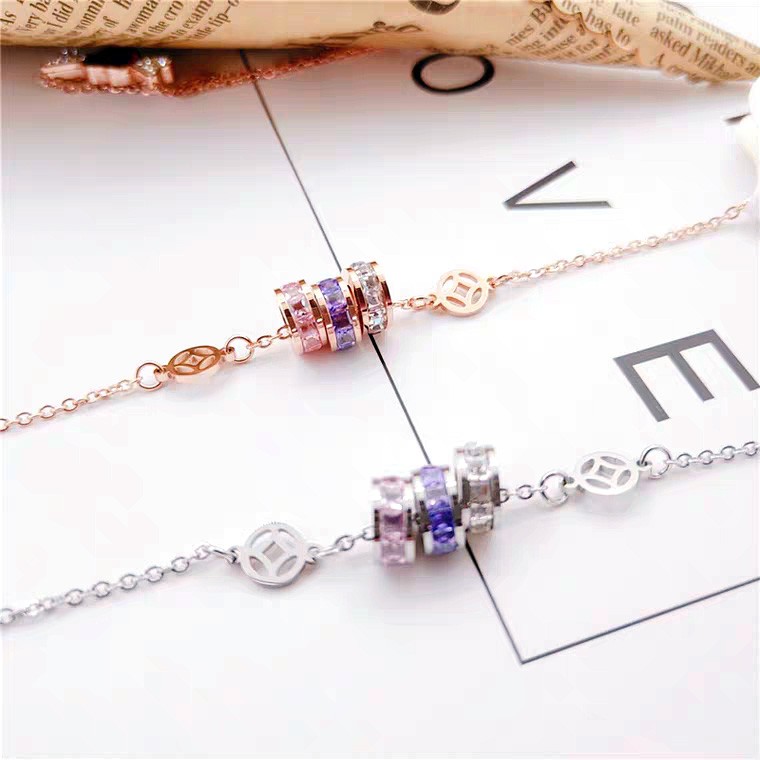 Vòng Cổ Ba Trong Một Chuông Gió Ba Trong Một | Vòng Tay Thép Titan Mạ Vàng Hồng 18K Mặt Thánh Giá Đính Đá Pha Lê