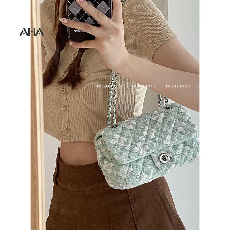 Túi xách AHA OFFICIAL đeo vai hình vuông cỡ nhỏ phối dây đeo sợi xích thời trang cho nữ