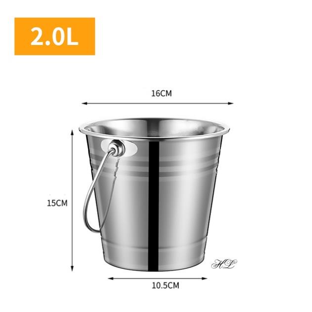 (HL)(MD) Xô đá Inox 1.5L - 2L - 2.5L Inox304 Decor | XÔ ĐÁ INOX CÓ QUAI