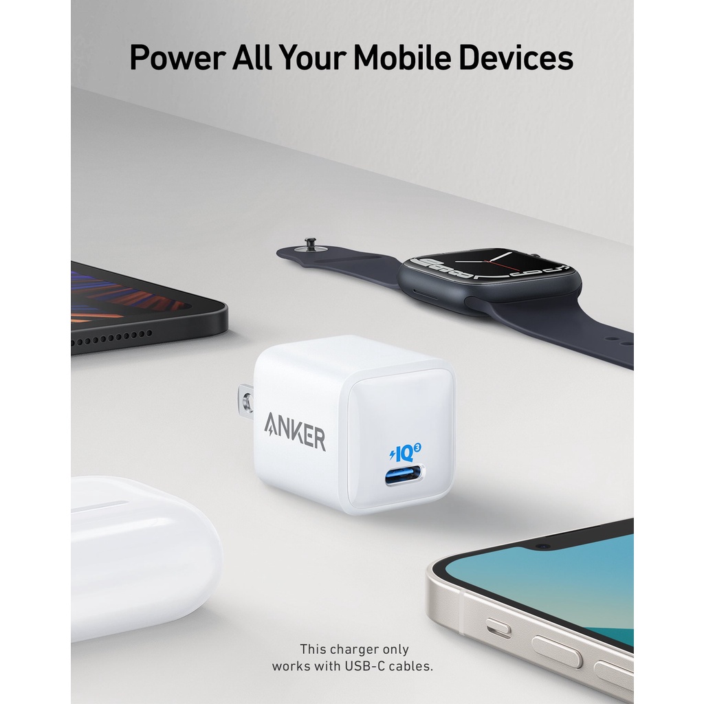 Củ Sạc Anker PowerPort III Nano A2633 20W Công nghệ iQ3 Sạc Nhanh PD QC