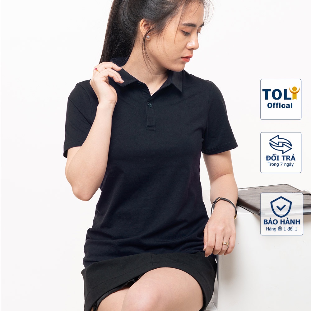 Áo thun nữ Cổ Sơ Mi (Cổ trụ) TOLI, chất cotton 4 chiều mềm mịn, co dãn Màu Đen