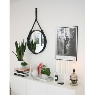 Gương tròn d50 dây da simili cao cấp - đường kính 50cm