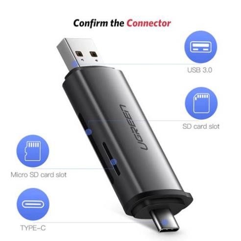 Đầu Đọc Thẻ TF , SD Chân Cắm Type C Và USB Ugreen 50706