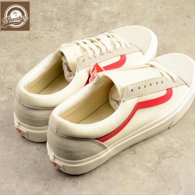 | Bán Chạy | Giầy sneaker VANS STYLE old skool trắng vạch đỏ thể thao đi chơi, dạo phố nam nữ KHO 👟 🚒