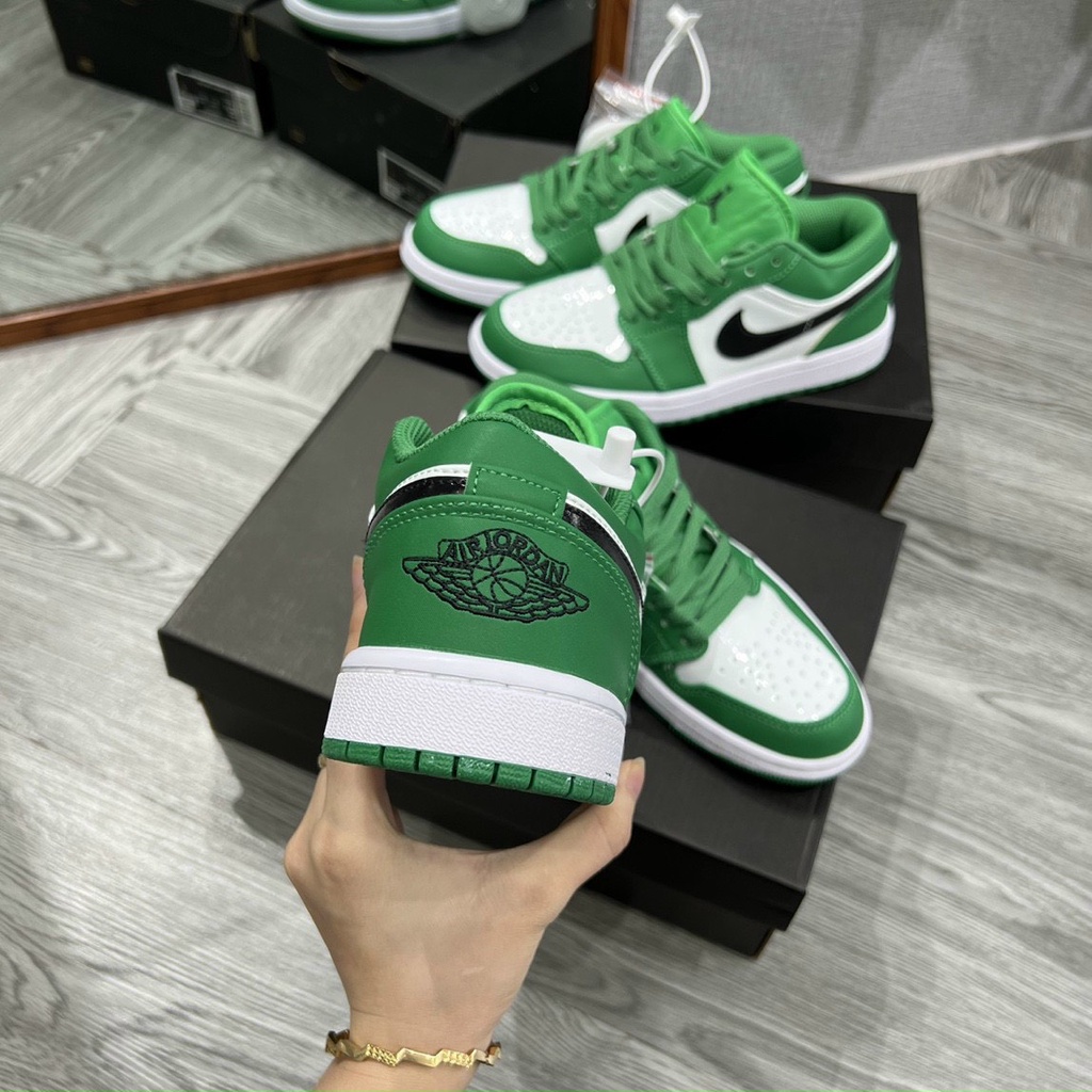 Giày Nam Nữ_Jordan_Cổ Thấp Màu Xanh Lá Có Giây Phụ Full Box
