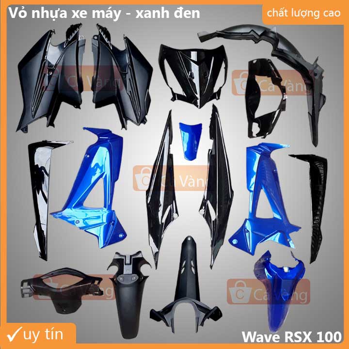 Vỏ nhựa xe máy, dàn áo xe máy RSX 100 - 2008, 2009 màu Xanh Đen