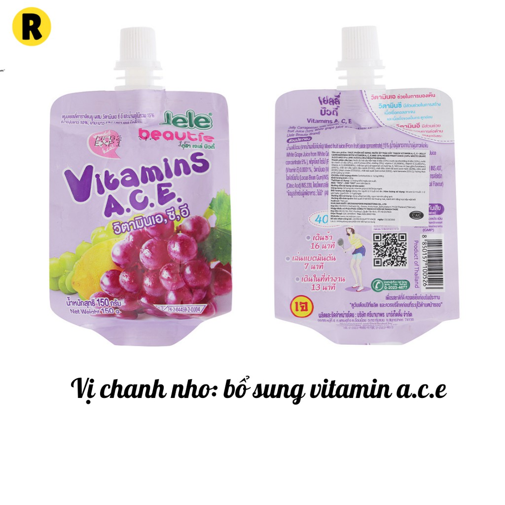 Nước ép trái cây thạch Jele Beautie 150g, bổ sung vitamin tốt cho sức khỏe, làm đẹp da.