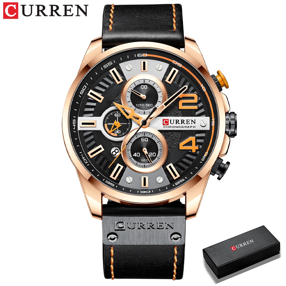 Đồng hồ đeo tay CURREN 8393L dây da có ngày thời trang thể thao 2021 giản dị cho nam
