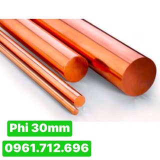 Đồng đỏ tròn đặc phi 30mm dài 20cm