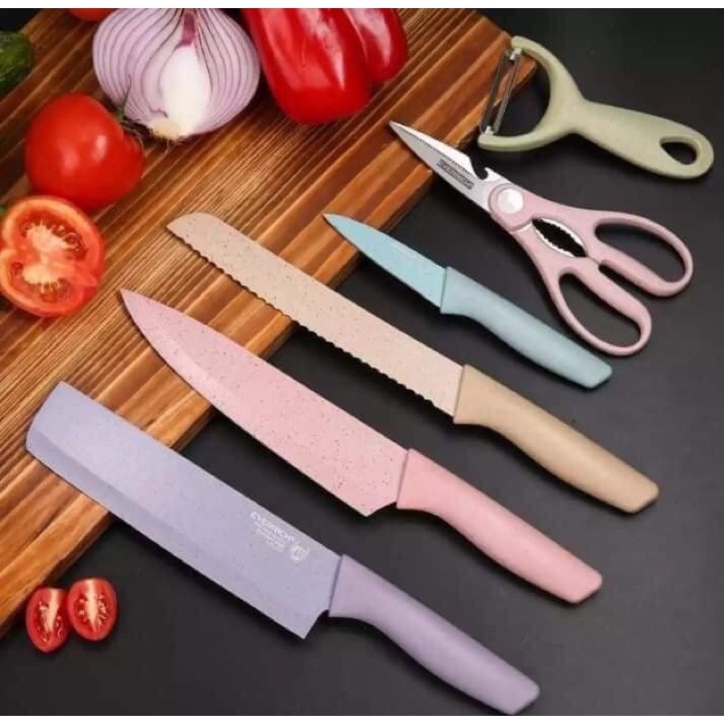 Bộ dao 6 món Everich bằng lúa mạch kháng khuẩn, siêu sắc