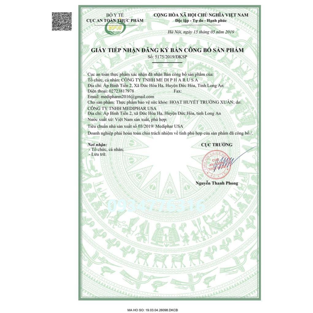 ✅ HOẠT HUYẾT TRƯỜNG XUÂN-Giúp bổ huyết, tốt cho người huyết ứ, giảm đau đầu, hoa mắt, chóng mặt do huyết hư
