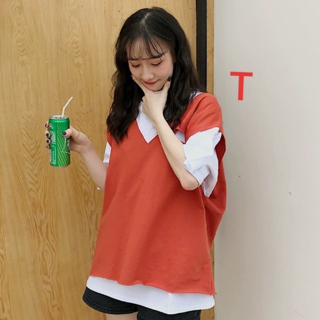 Sét áo trắng trơn kèm gile cổ tim TTK977