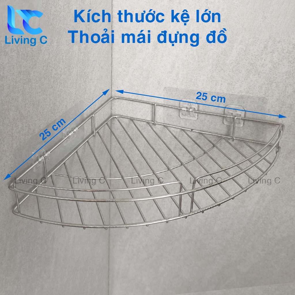 Kệ góc treo tường Living C, giá kệ INOX đựng mỹ phẩm gia vị dán tường chịu lực đa năng  _KG1